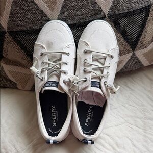 Sperry Off-White Canvas Lace-Up Boat Sneakers